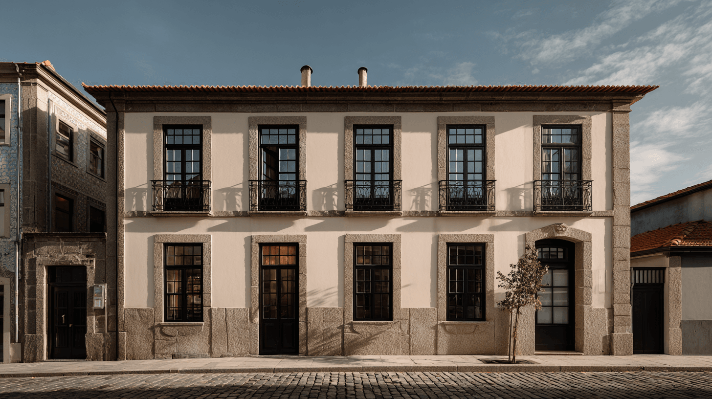Fachada de um edifício histórico reabilitado pela Transparência & Prestígio no Grande Porto